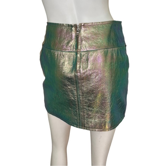 Marc by Marc Jacobs womens size 0 genuine leather mini skirt metallic watermelon - Picture 6 of 9